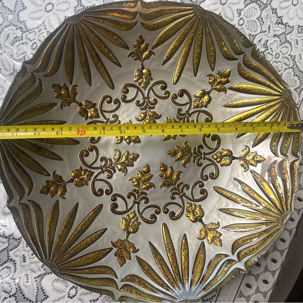 Ornate Gold and Silver Decorative Metal Tray - Home Accents Decor